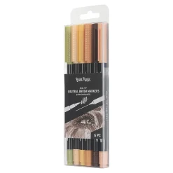 Brea Reese Dual-Tip Brush Markers, Neutrals, Pack Of 6 Markers