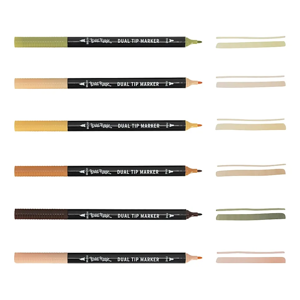 Brea Reese Dual-Tip Brush Markers, Neutrals, Pack Of 6 Markers