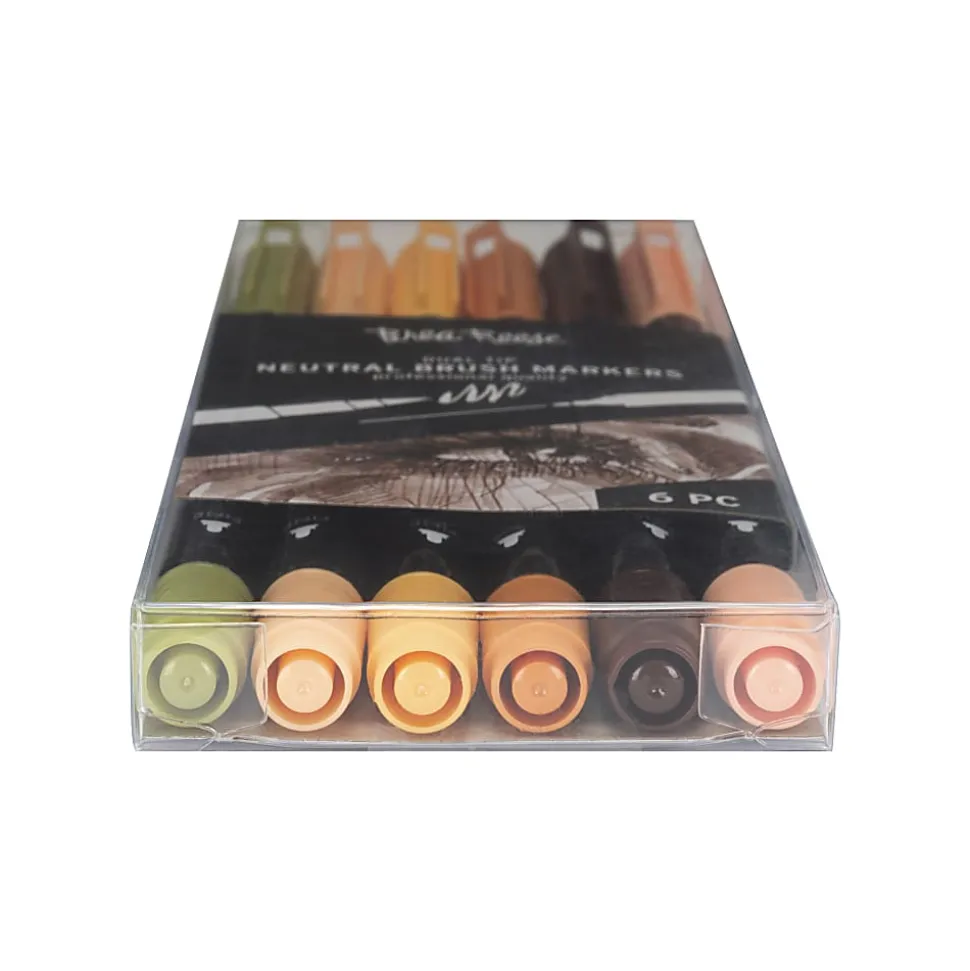 Brea Reese Dual-Tip Brush Markers, Neutrals, Pack Of 6 Markers