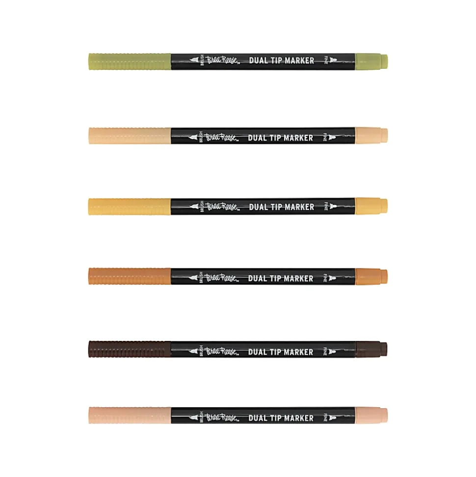 Brea Reese Dual-Tip Brush Markers, Neutrals, Pack Of 6 Markers