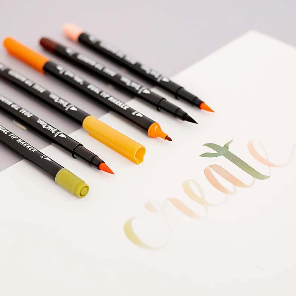 Brea Reese Dual-Tip Brush Markers, Neutrals, Pack Of 6 Markers
