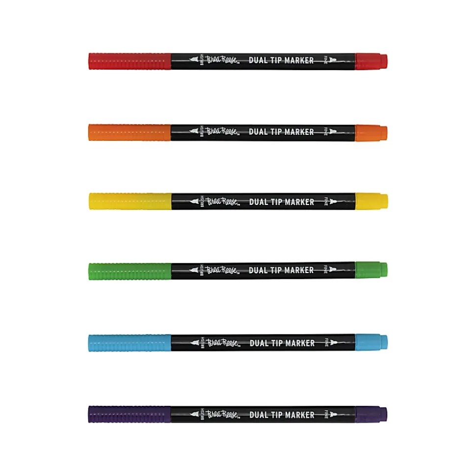 Brea Reese Dual-Tip Brush Markers, Classic, Pack Of 6 Markers