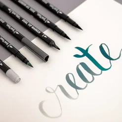 Brea Reese Dual-Tip Brush Markers, Grayscale, Pack Of 6 Markers