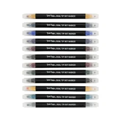 Brea Reese Dual-Tip Dot Markers, Pack Of 12 Markers, Twin Tip, Jewel-Toned Ink Colors