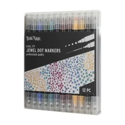 Brea Reese Dual-Tip Dot Markers, Pack Of 12 Markers, Twin Tip, Jewel-Toned Ink Colors