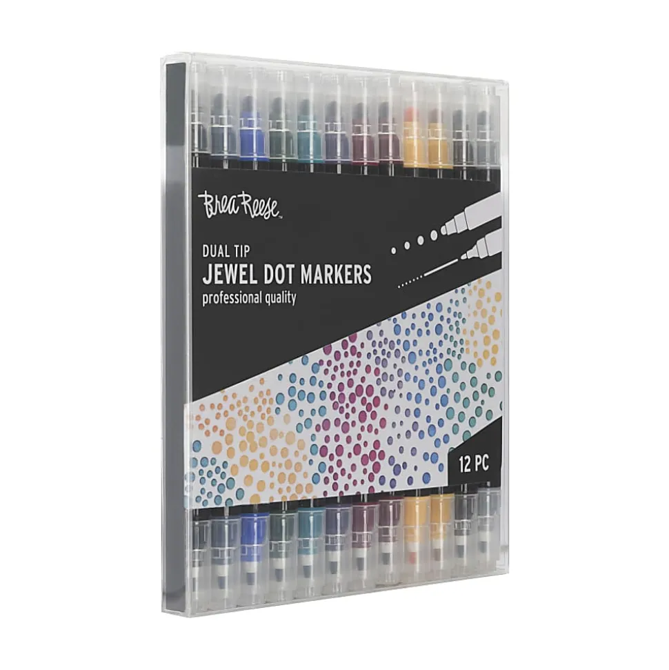 Brea Reese Dual-Tip Dot Markers, Pack Of 12 Markers, Twin Tip, Jewel-Toned Ink Colors