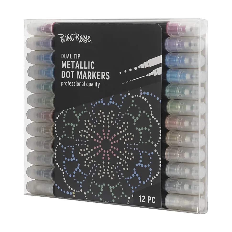 Brea Reese Dual-Tip Dot Markers, Pack Of 12 Markers, Twin Tip, Metallic Ink