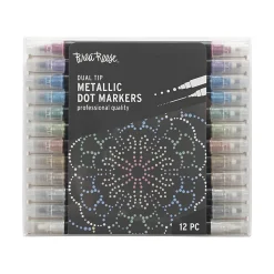 Brea Reese Dual-Tip Dot Markers, Pack Of 12 Markers, Twin Tip, Metallic Ink