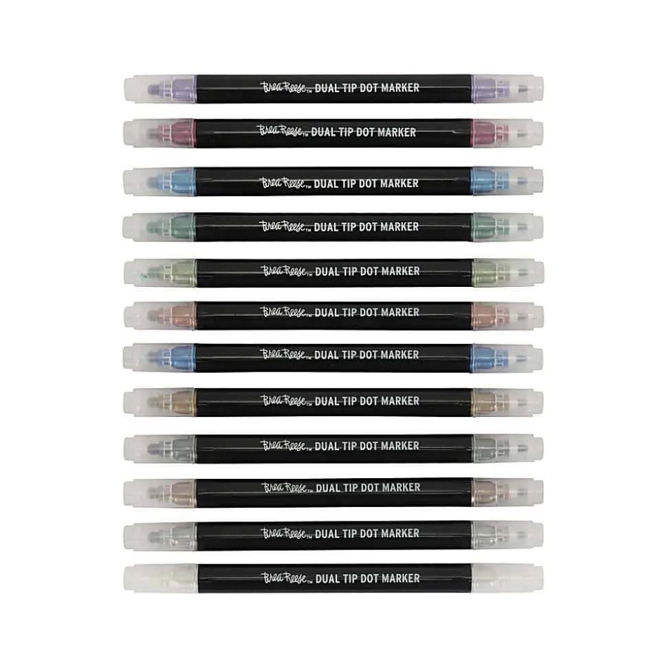 Brea Reese Dual-Tip Dot Markers, Pack Of 12 Markers, Twin Tip, Metallic Ink