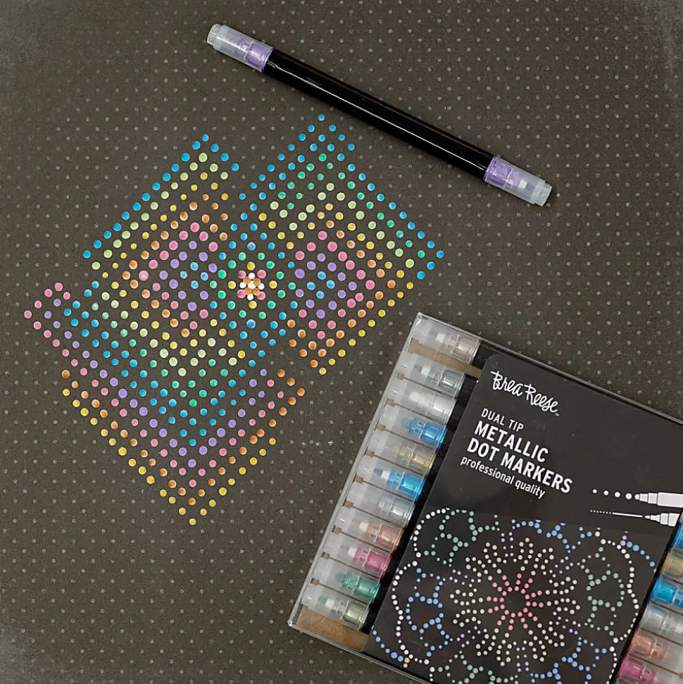 Brea Reese Dual-Tip Dot Markers, Pack Of 12 Markers, Twin Tip, Metallic Ink