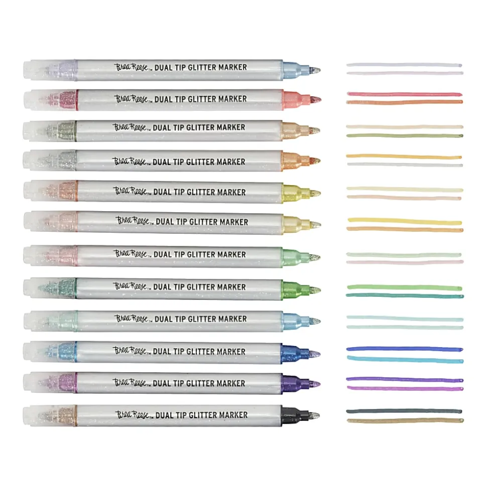 Brea Reese Dual-Tip Markers, Glitter, Pack Of 12 Markers
