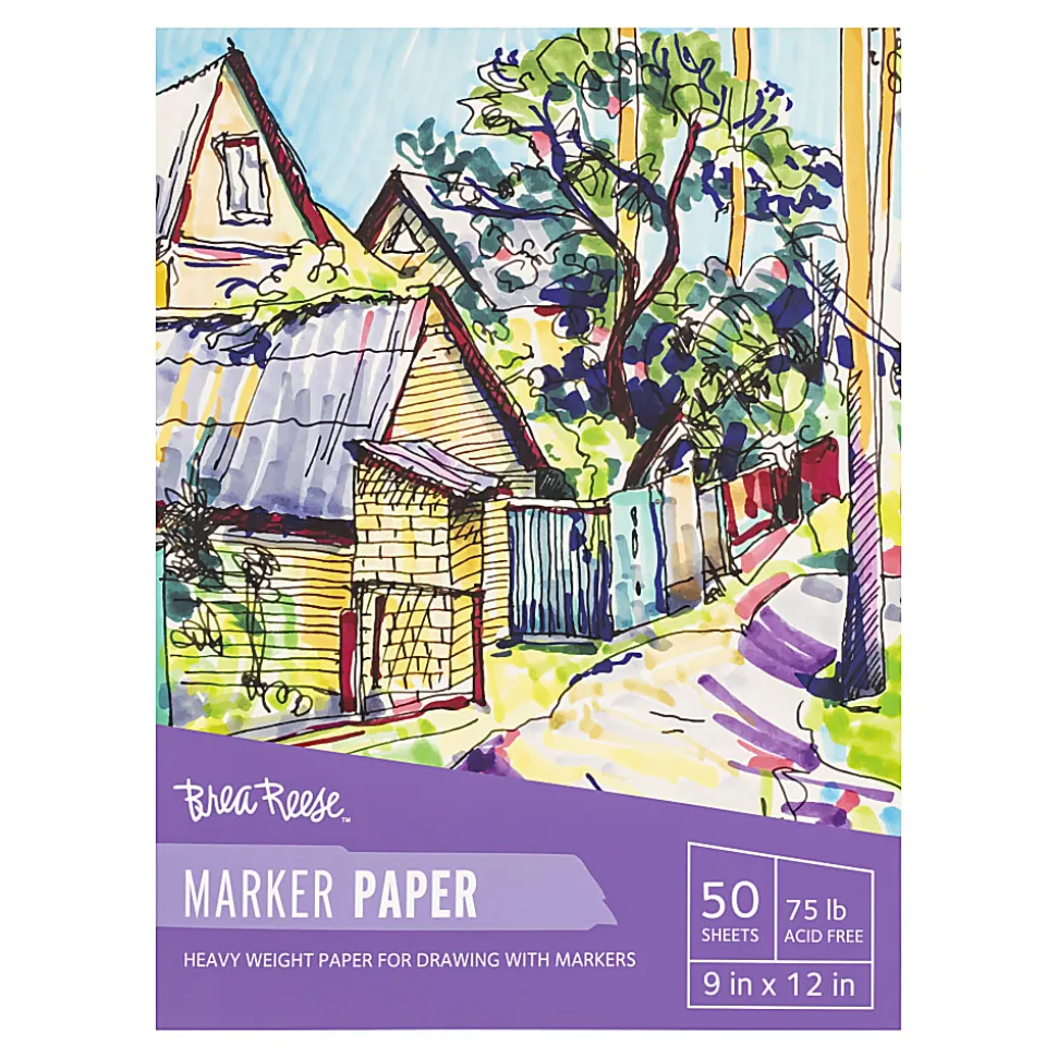 Brea Reese Marker Paper Pad, 9" x 12", 50 Sheets, White