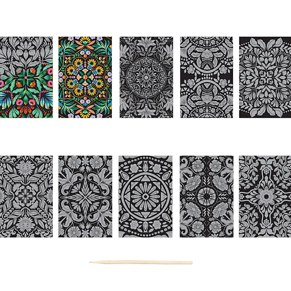 Brea Reese Mini Scratch Art Pad Set, Mandala, 3-1/2" x 5-1/2", Total Qty 1