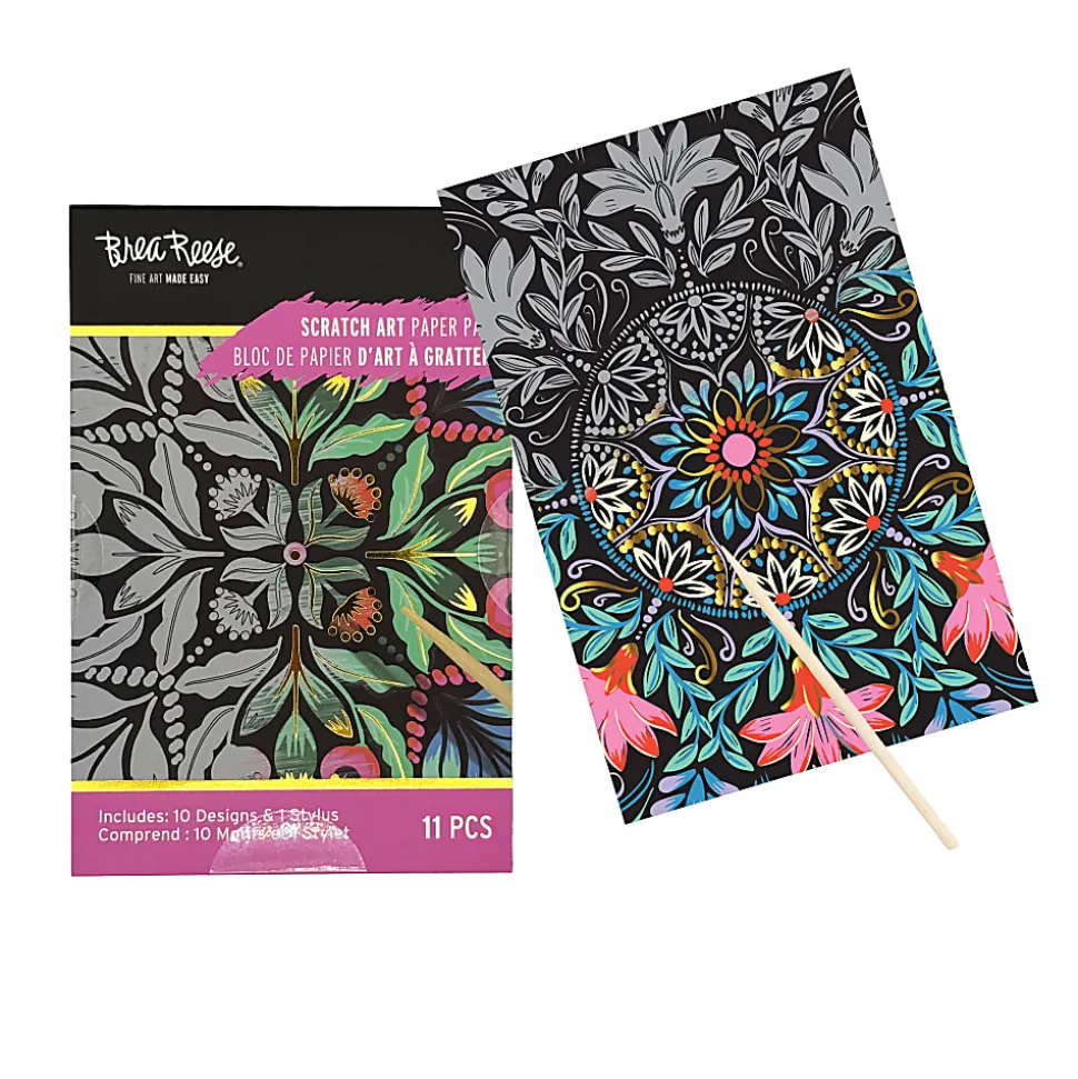 Brea Reese Mini Scratch Art Pad Set, Mandala, 3-1/2" x 5-1/2", Total Qty 1