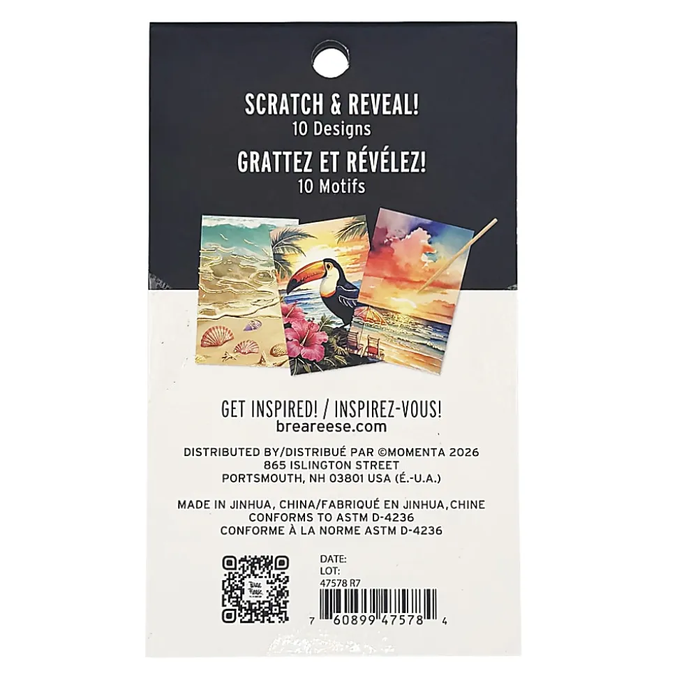 Brea Reese Mini Scratch Art Pad Set, Beach, 3-1/2" x 5-1/2", Total Qty 1