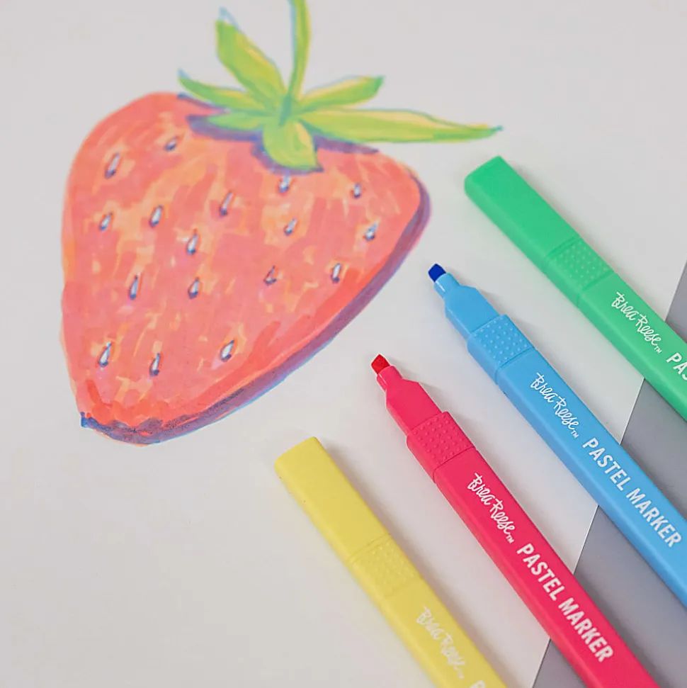 Brea Reese Pastel Markers, Pack Of 12 Markers, Chisel Point, Pastel Ink Colors
