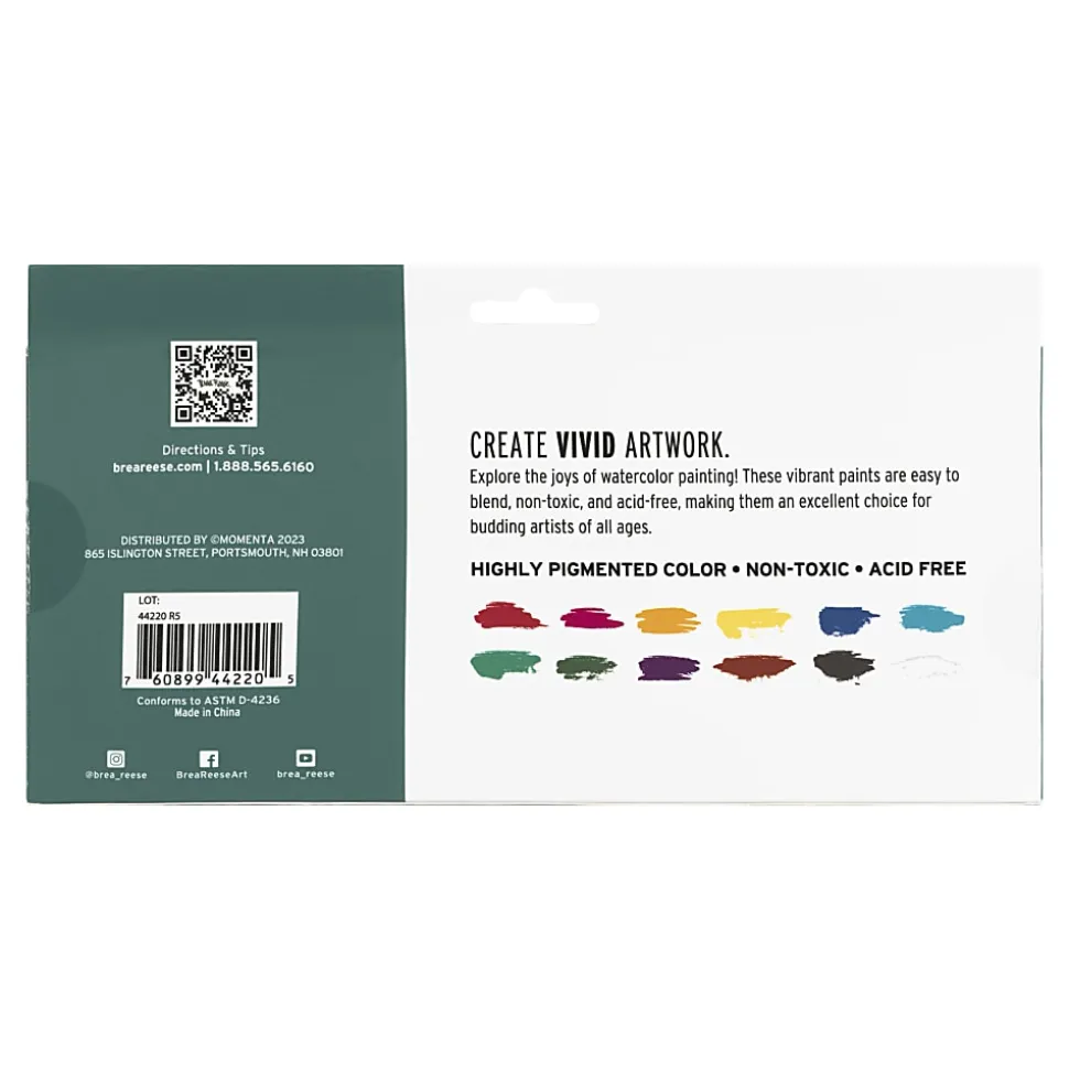 Brea Reese 12-Piece Professional Watercolor Paint Set, Jewel