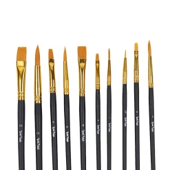Brea Reese 10-Piece Value Paintbrush Set, Round/Flat/Angle/Filbert, Black