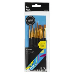 Brea Reese 10-Piece Value Paintbrush Set, Round/Flat/Angle/Filbert, Black