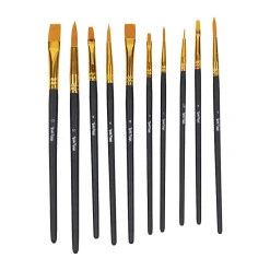 Brea Reese 10-Piece Value Paintbrush Set, Round/Flat/Angle/Filbert, Black