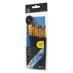 Brea Reese 10-Piece Value Paintbrush Set, Round/Flat, Black