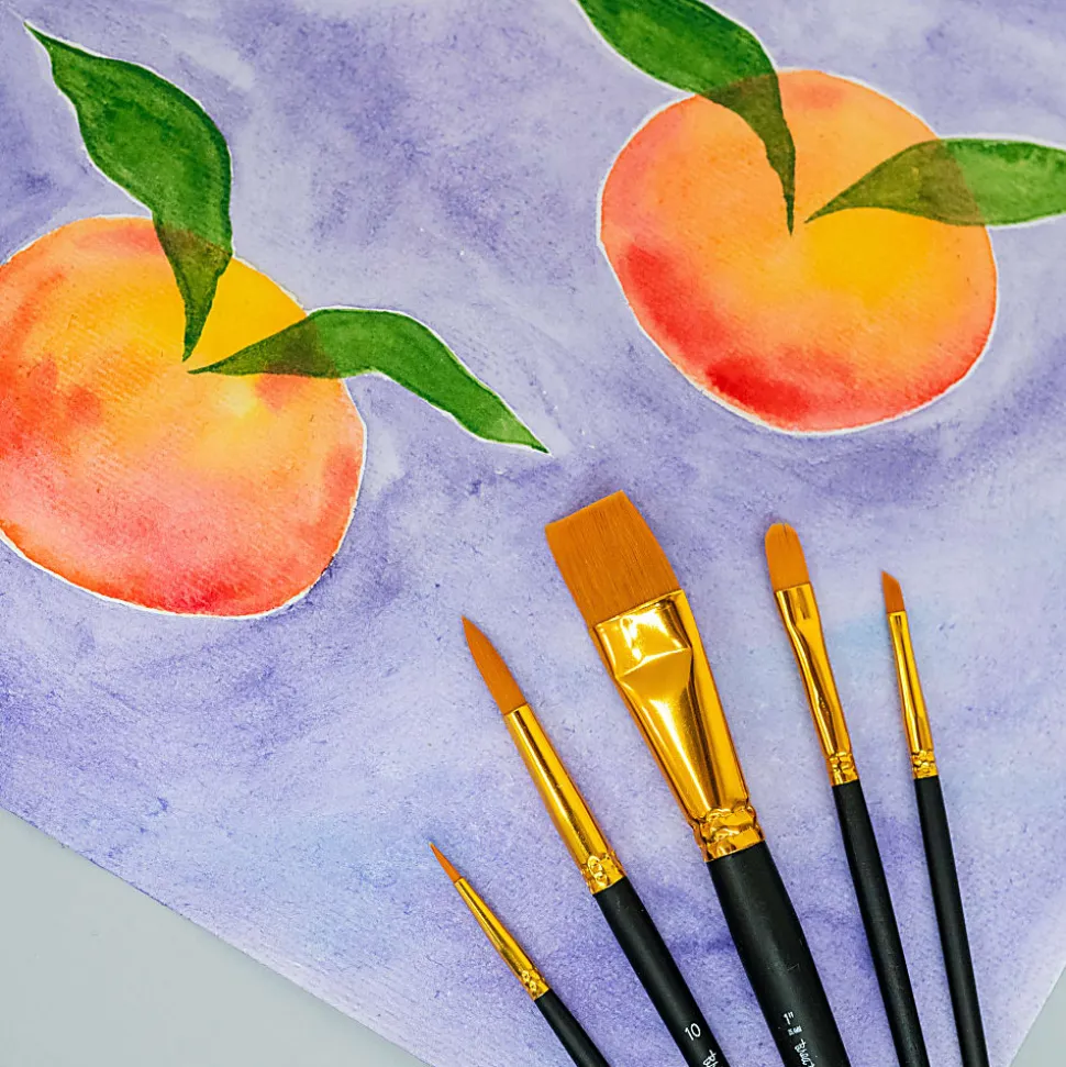 Brea Reese 10-Piece Value Paintbrush Set, Round/Flat, Black