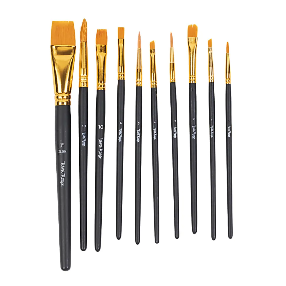 Brea Reese 10-Piece Value Paintbrush Set, Round/Flat, Black