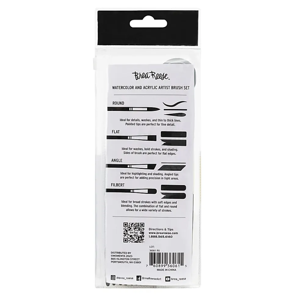Brea Reese 10-Piece Value Paintbrush Set, Round/Flat, Black