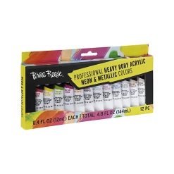 Brea Reese Professional Heavy-Body Acrylic Paint, 12 Neon & Metallic