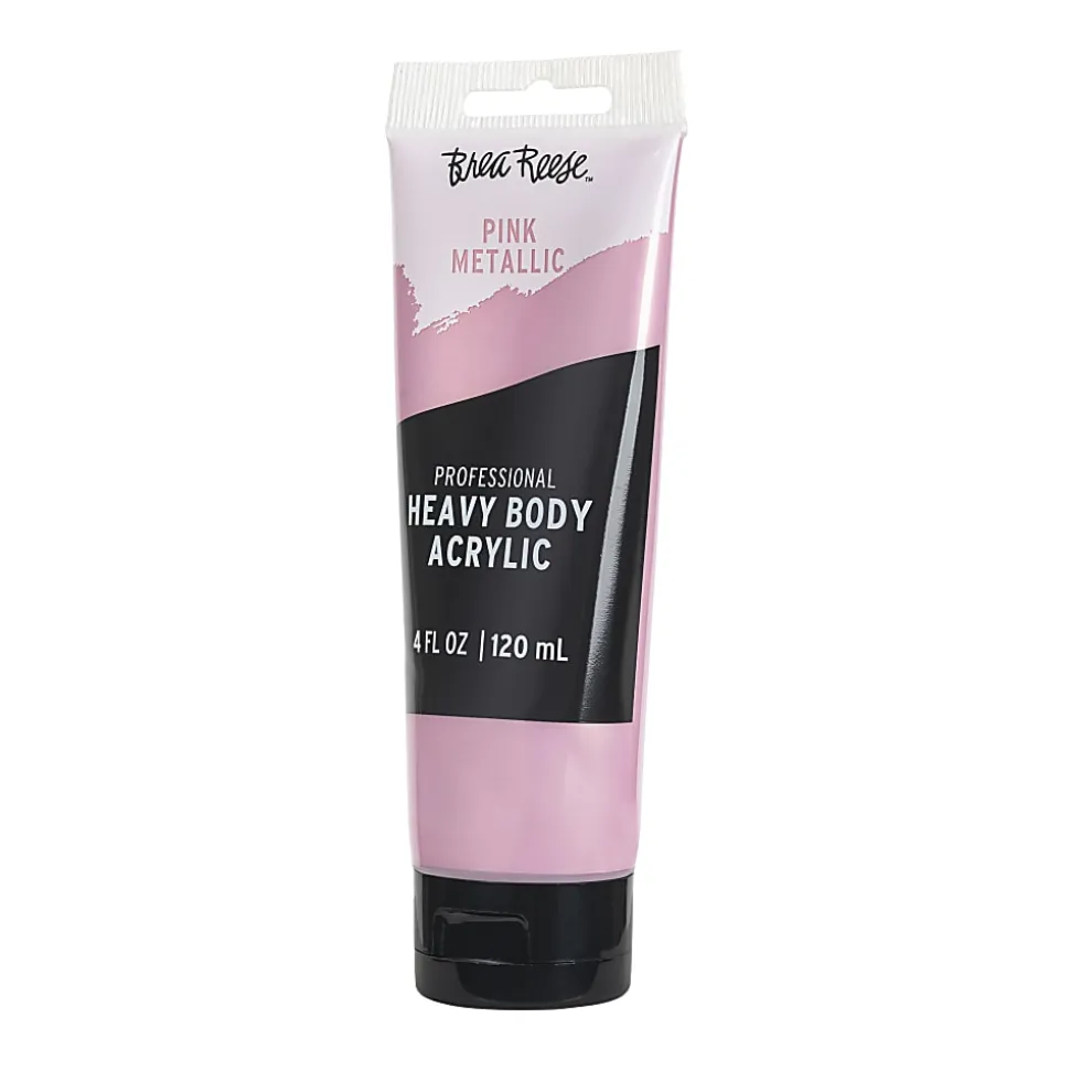 Brea Reese Professional Heavy-Body Acrylic Paint, 4 Oz, Metallic Pink
