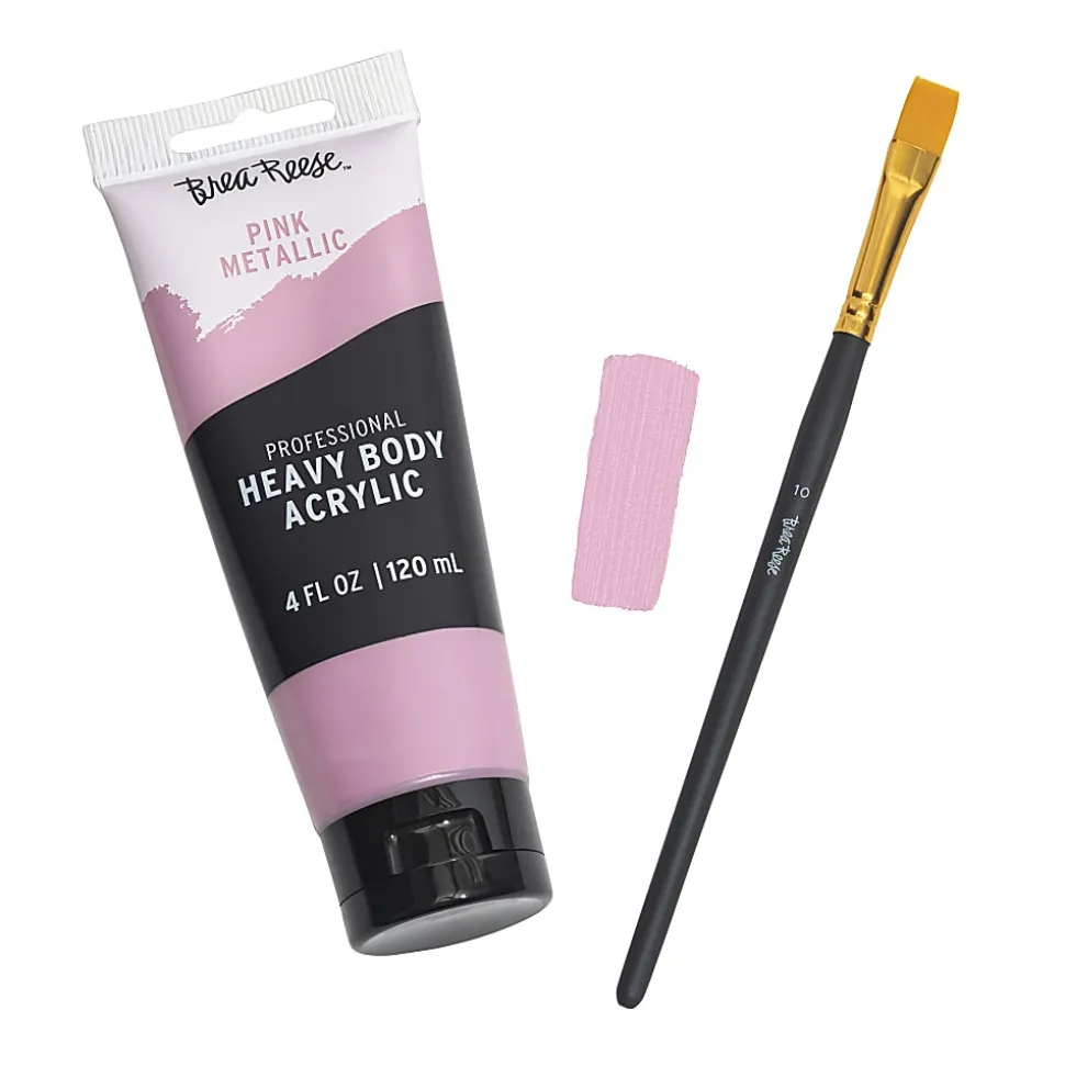 Brea Reese Professional Heavy-Body Acrylic Paint, 4 Oz, Metallic Pink