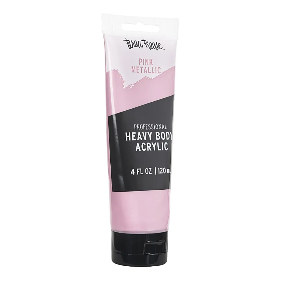 Brea Reese Professional Heavy-Body Acrylic Paint, 4 Oz, Metallic Pink