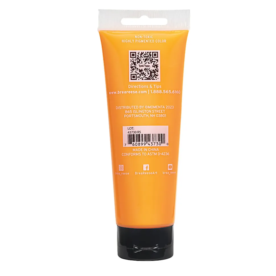 Brea Reese Professional Heavy-Body Acrylic Paint, 4 Oz, Neon Orange