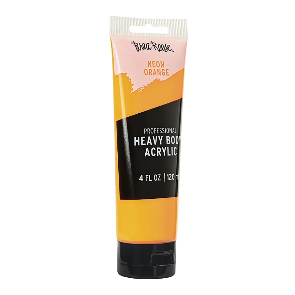 Brea Reese Professional Heavy-Body Acrylic Paint, 4 Oz, Neon Orange
