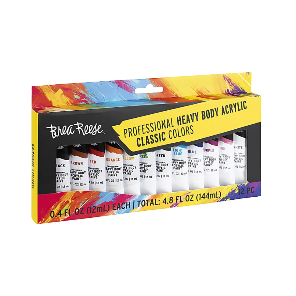 Brea Reese Professional Heavy-Body Acrylic Paint, 12 Classic Colors