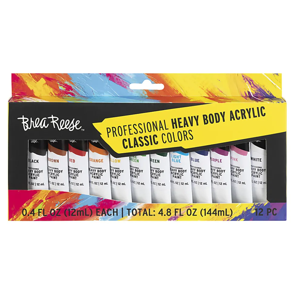 Brea Reese Professional Heavy-Body Acrylic Paint, 12 Classic Colors