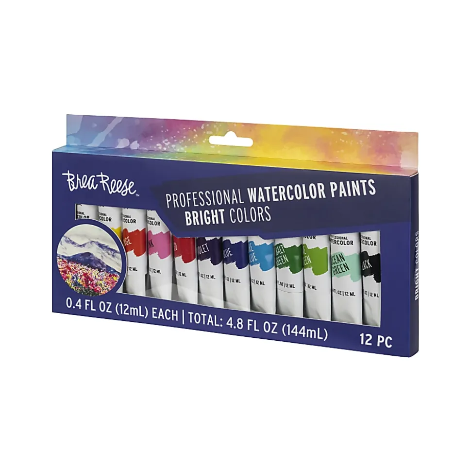 Brea Reese Professional Watercolor Paint, Bright Colors, Set Of 12 Tubes