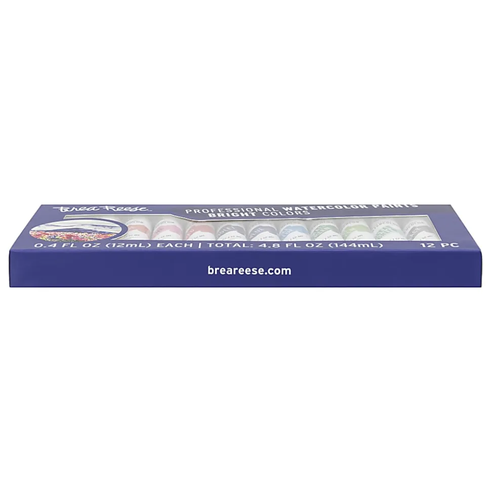 Brea Reese Professional Watercolor Paint, Bright Colors, Set Of 12 Tubes