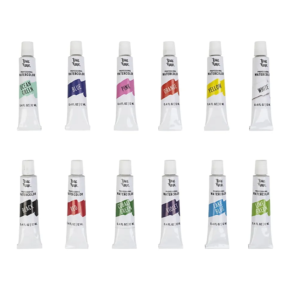 Brea Reese Professional Watercolor Paint, Bright Colors, Set Of 12 Tubes