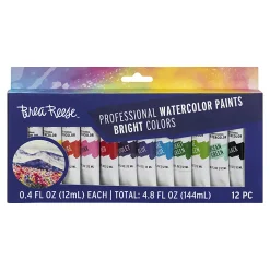 Brea Reese Professional Watercolor Paint, Bright Colors, Set Of 12 Tubes