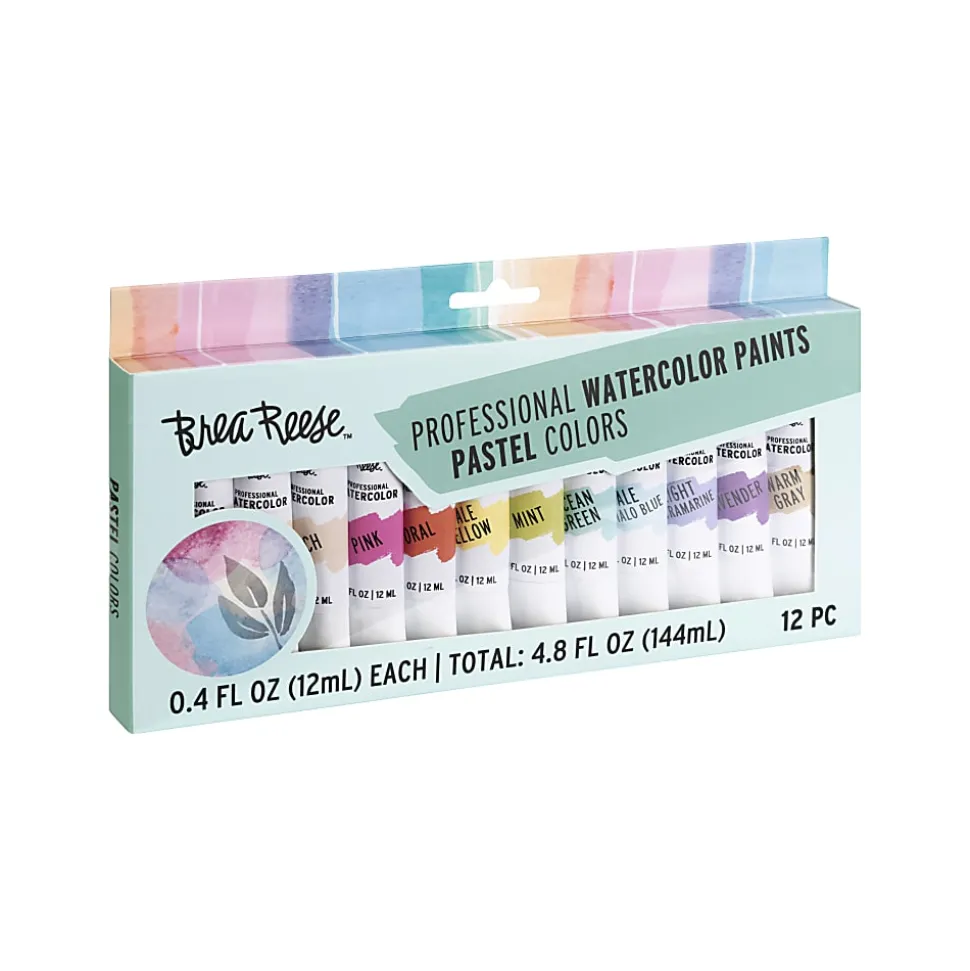 Brea Reese Professional Watercolor Paint, Pastel Colors, Set Of 12 Tubes