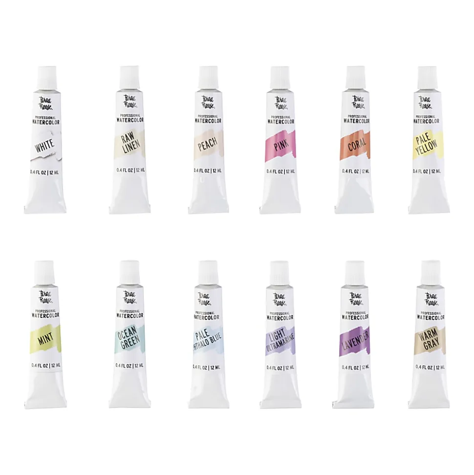 Brea Reese Professional Watercolor Paint, Pastel Colors, Set Of 12 Tubes