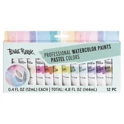 Brea Reese Professional Watercolor Paint, Pastel Colors, Set Of 12 Tubes