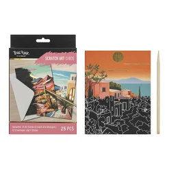 Brea ReeseĀ® Scratch Art Card Kit, A2 (4-1/4" x 5-1/2"), Landscape Designs, Kit Of 25 Pieces