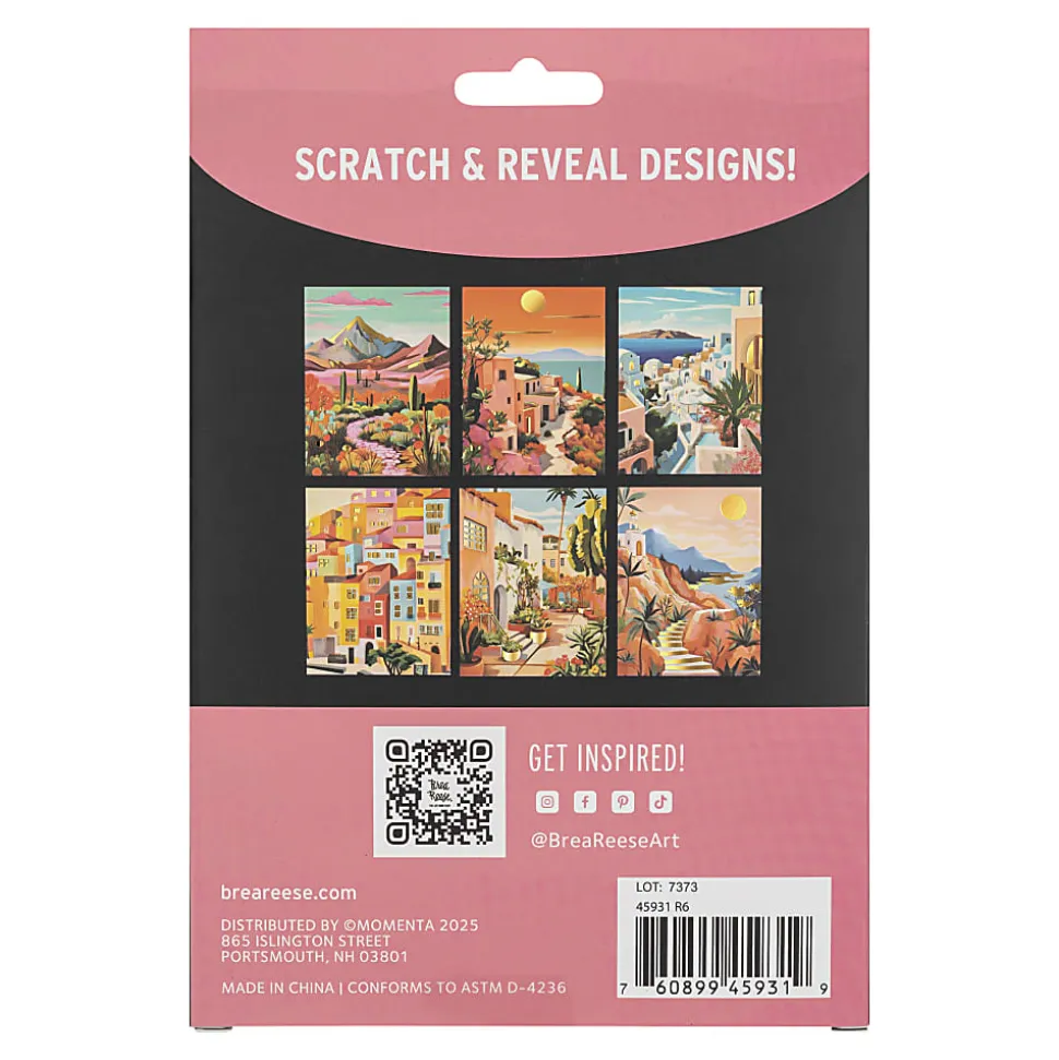 Brea Reese® Scratch Art Card Kit, A2 (4-1/4" x 5-1/2"), Landscape Designs, Kit Of 25 Pieces
