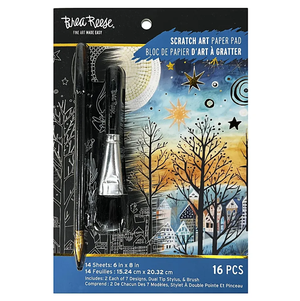 Brea Reese Scratch Art Pad, 6" x 8", Boho Landscapes