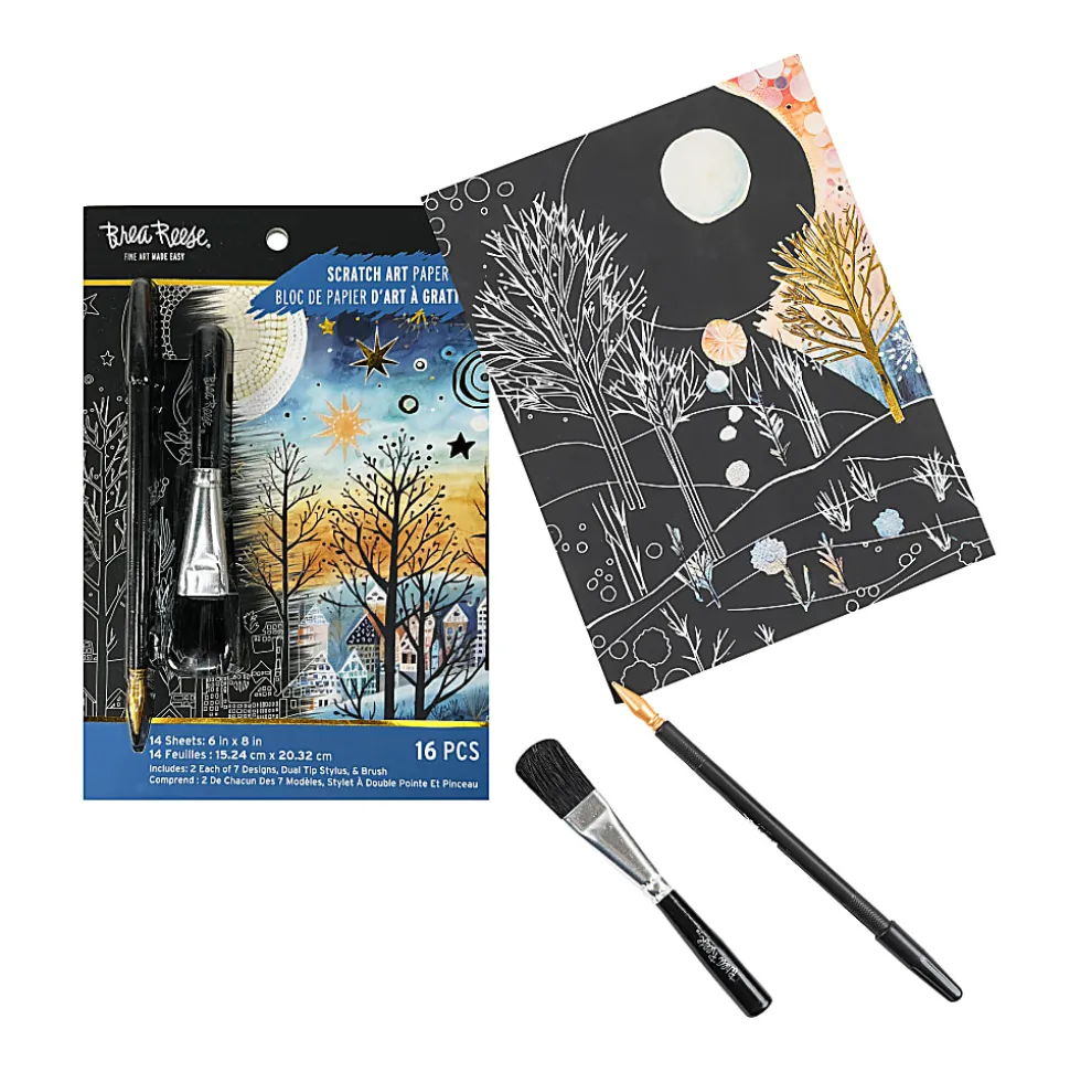 Brea Reese Scratch Art Pad, 6" x 8", Boho Landscapes