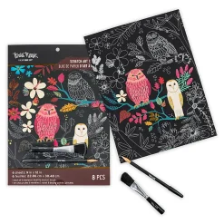 Brea Reese® Scratch Art Paper Pad Kit, 9” x 12”, Owls & Moons