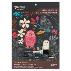 Brea Reese® Scratch Art Paper Pad Kit, 9” x 12”, Owls & Moons
