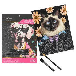 Brea Reese® Scratch Art Paper Pad Kit, 9” x 12”, Pet Fashion Portraits